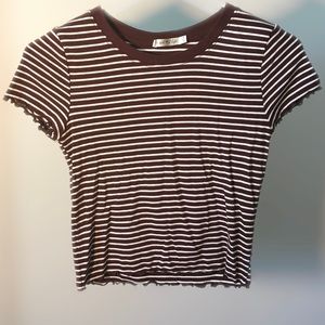 Heart Hips Striped Brown & White Crop Top